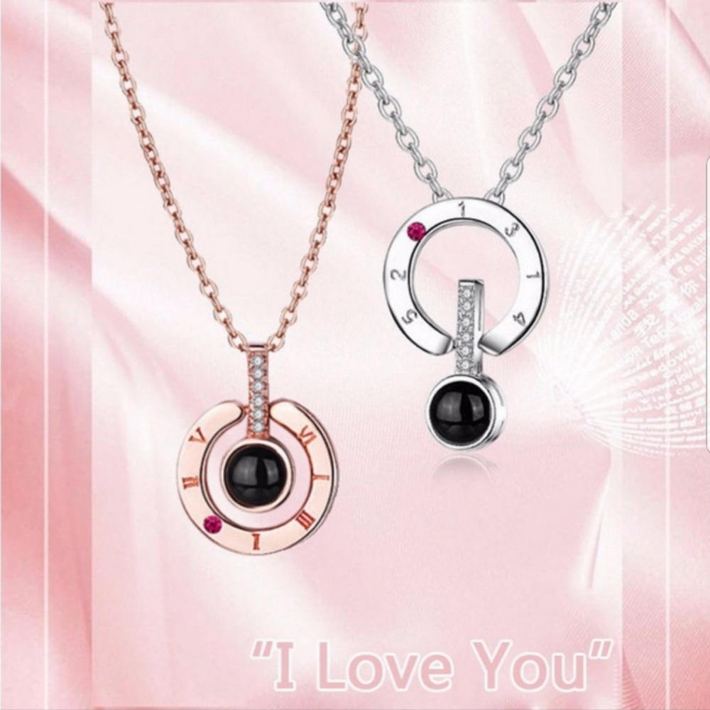 Silver Circle Projection Pendant Necklace